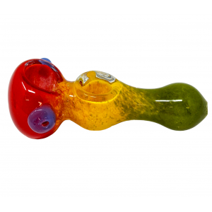 4" Rasta Frit Double Bowl Spoon Hand Pipe - (Pack of 2) [ZD245]